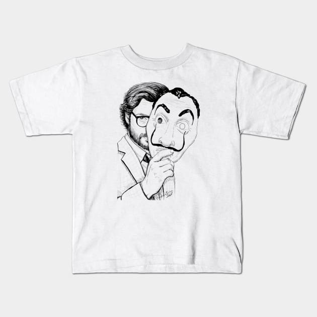 The Professor b&w Kids T-Shirt by Pendientera